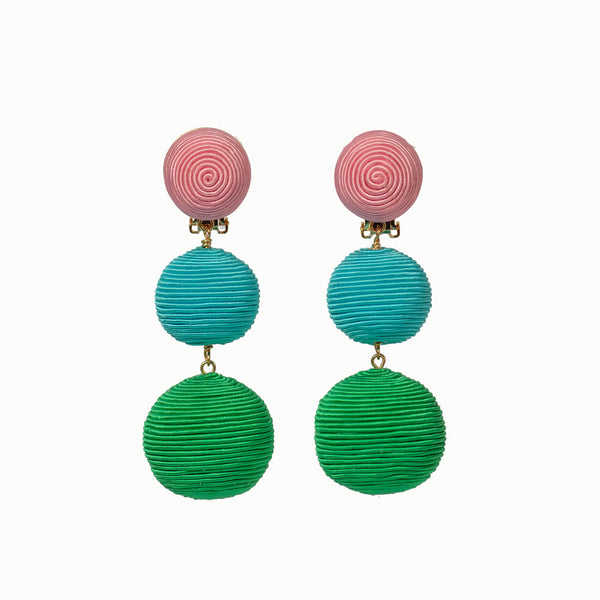 KEP Ball Drop Collection-3 Drop Light Pink, Turquoise, Bright Green
